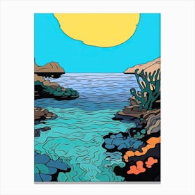 Minimal Design Style Of Great Barrier Reef, Australia 4 Canvas Print