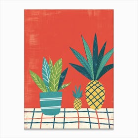 Pineapples And Plants Canvas Print