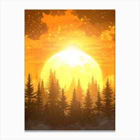 Sunset In The Forest 12 Canvas Print