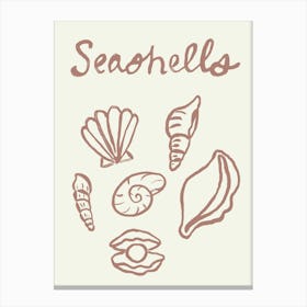 Seashell Doodles, Seashell Line Art, Minimalism Seashell Design 2 Canvas Print