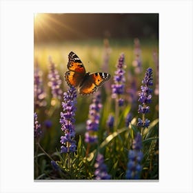 Butterfly On Lavender 1 Canvas Print