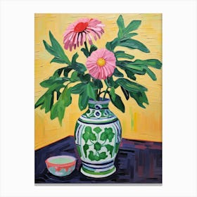Flowers In A Vase Still Life Painting Asters 3 Canvas Print