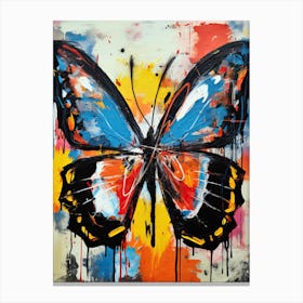 Mixed colors butterfly, Basquiat's Style Canvas Print