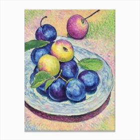 Plum Vintage Sketch Fruit Canvas Print
