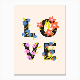 Love Floral Lettering Canvas Print