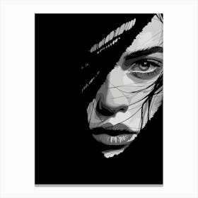 Monochrome Mysterious Portrait Art Canvas Print