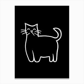 Monochrome Sketch Cat Line Drawing 3 Canvas Print