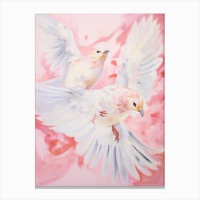 Pink Ethereal Bird Painting Mockingbird 2 Canvas Print