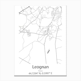 Leognan,France Minimalist Map Canvas Print