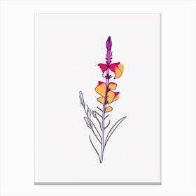 Snapdragon Floral Minimal Line Drawing 3 Flower Canvas Print