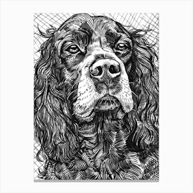 Boykin Spaniel Dog Line Art 4 Canvas Print