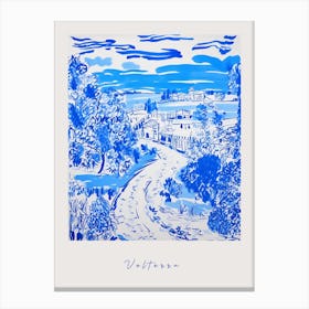 Volterra Italy Blue Drawing Poster Canvas Print
