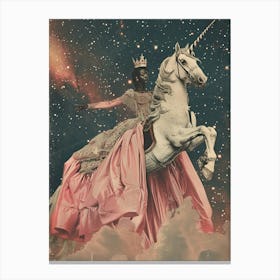 Princess In Space On A Unicorn Retro Collage 1 Lienzo