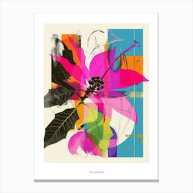 Poinsettia 3 Neon Flower Collage Poster Canvas Print