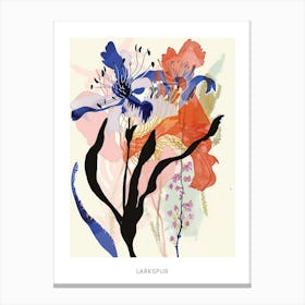 Colourful Flower Illustration Poster Larkspur 1 Canvas Print