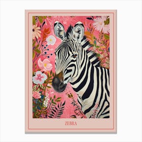 Floral Animal Painting Zebra 1 Poster Canvas Print