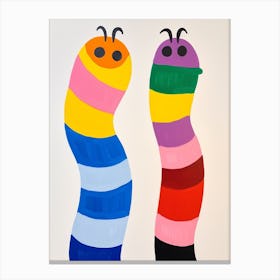Colourful Kids Animal Art Worm 2 Canvas Print