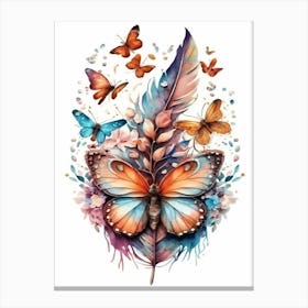 Butterfly Feather Painting Canvas Print