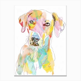 Rhodesian Ridgeback Pastel Line Watercolour Illustration 3 Canvas Print