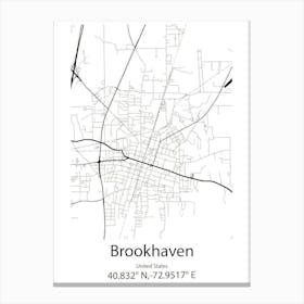 Brookhaven,United States Minimalist Map Canvas Print