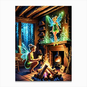 Tinkerbells lighting the fireplace Canvas Print
