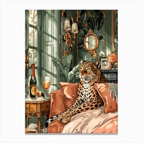 Leopard In Bedroom 1 Canvas Print