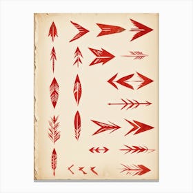 Brushstroke Designed Hand Drawn Arrow Icons Detailed Brushwork Strokes Visible Mix Of Red And Bro (5) Canvas Print