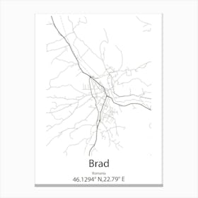 Brad,Romania Minimalist Map Canvas Print