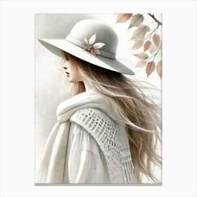 Girl In A Hat 2 Canvas Print