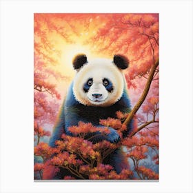 Panda Art In Pointillism Style 4 Canvas Print