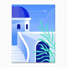 Santorini Island. Boho travel art. Santorini, Greece poster — boho travel poster Canvas Print