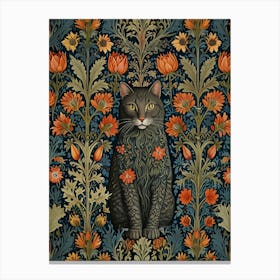 Cat With Flowers 3 Canvas Print