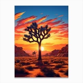 Joshua Tree At Sunrise In South Western Style  (2) Canvas Print