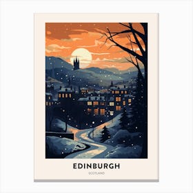 Winter Night  Travel Poster Edinburgh Scotland 5 Canvas Print