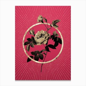 Gold Pink Rose Turbine Glitter Ring Botanical Art on Viva Magenta n.0288 Canvas Print