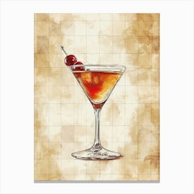 Cocktail In A Martini Glass On A Tiled Background 1 Canvas Print