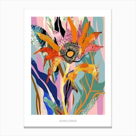 Colourful Flower Illustration Poster Sunflower 4 Canvas Print