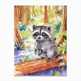 Raccoon In The Forest Canvas Print