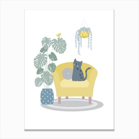 Cat And Bird Canvas Print