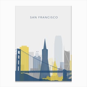 Yellow And Blue San Francisco Skyline Canvas Print