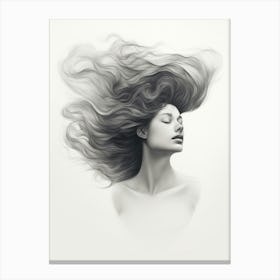 Wavy Hair Fine Line Face 3 Canvas Print