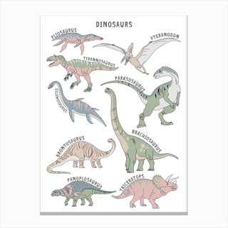 Dinosaurs Pastels Canvas Print