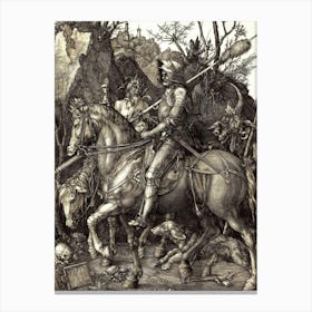 Knight, Death, and the Devil - Albrecht Dürer, 1513 in HD - Dark Gothic Ancient Art in Remastered HD Canvas Print