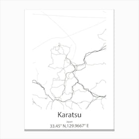 Karatsu,Japan Minimalist Map Canvas Print