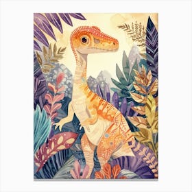 Pastel Watercolour Deinonychus Dinosaur Canvas Print