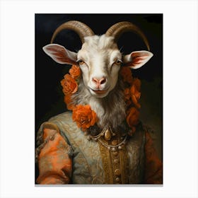 Goat With Roses Canvas Print