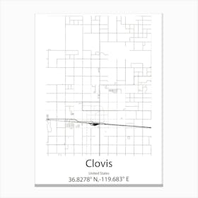 Clovis,United States Minimalist Map 1 Canvas Print