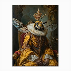 Surrealistic Realistic Painting Depicting A Bee Human Hybrid In Royal Attire As A Regal Portrait Si Canvas Print