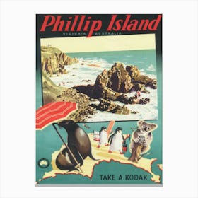 Phillip Island Australia Vintage Travel Poster Canvas Print