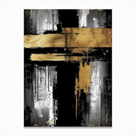 Black And Gold Cross Canvas Print